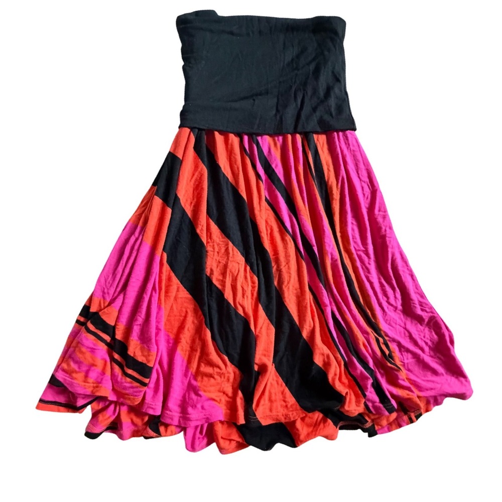 Mark. by Avon Convertible Strapless Maxi Dress Skirt Pink Orange Striped Small